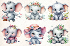 Cute Baby Elephant Clipart Bundle - CraftNest - Digital Crafting and Art