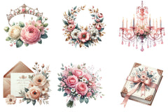 Romantic Pink Wedding Clipart - CraftNest - Digital Crafting and Art