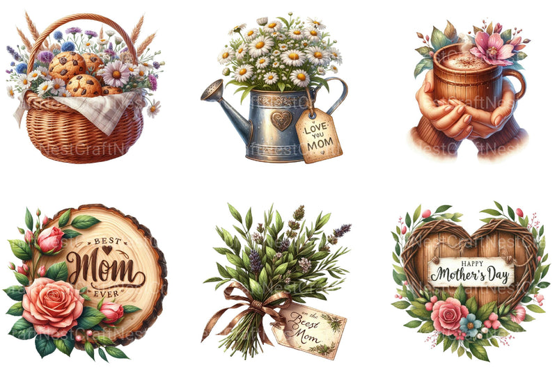 Rustic Mothers Day Clipart - CraftNest - Digital Crafting and Art