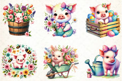 Spring Pig Clipart Bundle - CraftNest - Digital Crafting and Art