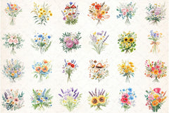 Wildflower Bouquet Clipart Bundle 99 - CraftNest - Digital Crafting and Art
