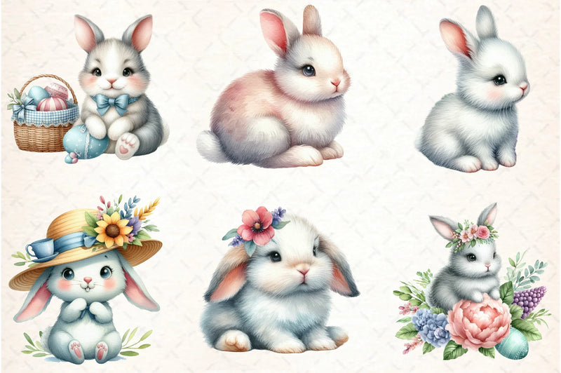 Cute Bunny Clipart Bundle Set - CraftNest - Digital Crafting and Art