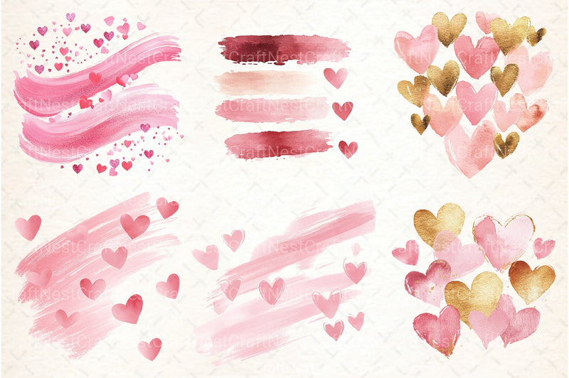 Pink Brush Strokes Clipart Bundle - CraftNest - Digital Crafting and Art
