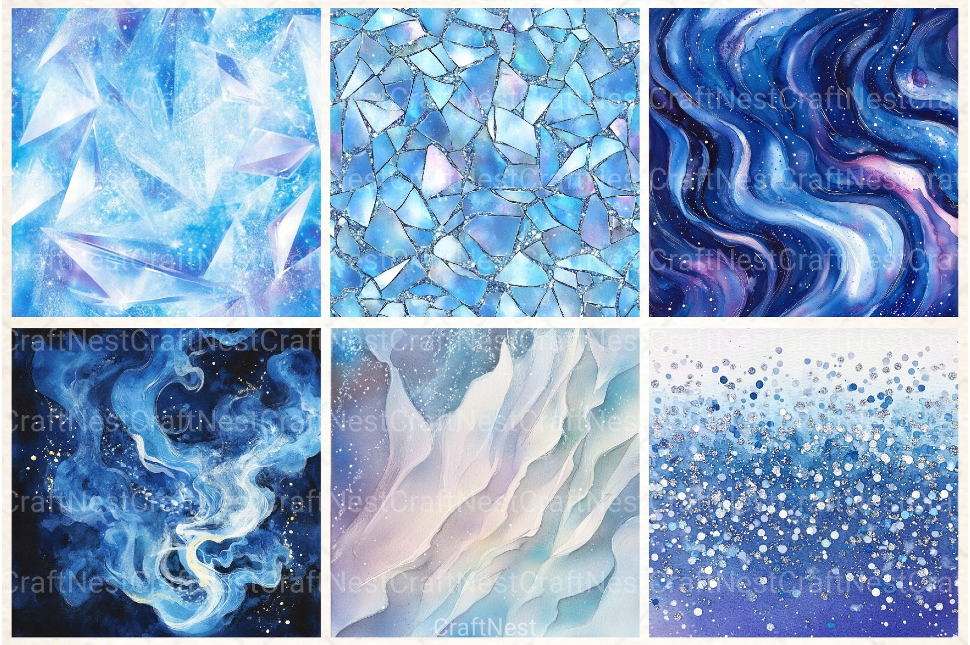 Blue Holographic Glitter Digital Paper - CraftNest - Digital Crafting and Art