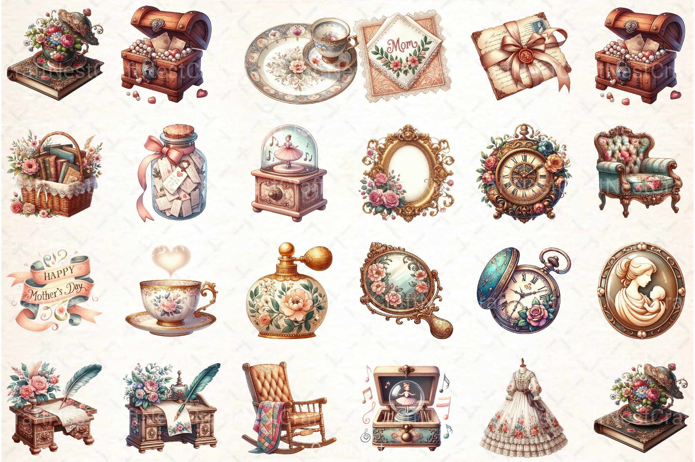 Antique Mother's Day Clipart Bundle - CraftNest - Digital Crafting and Art