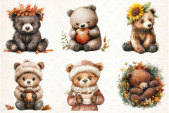 Autumn Bear Clipart Bundle - CraftNest - Digital Crafting and Art