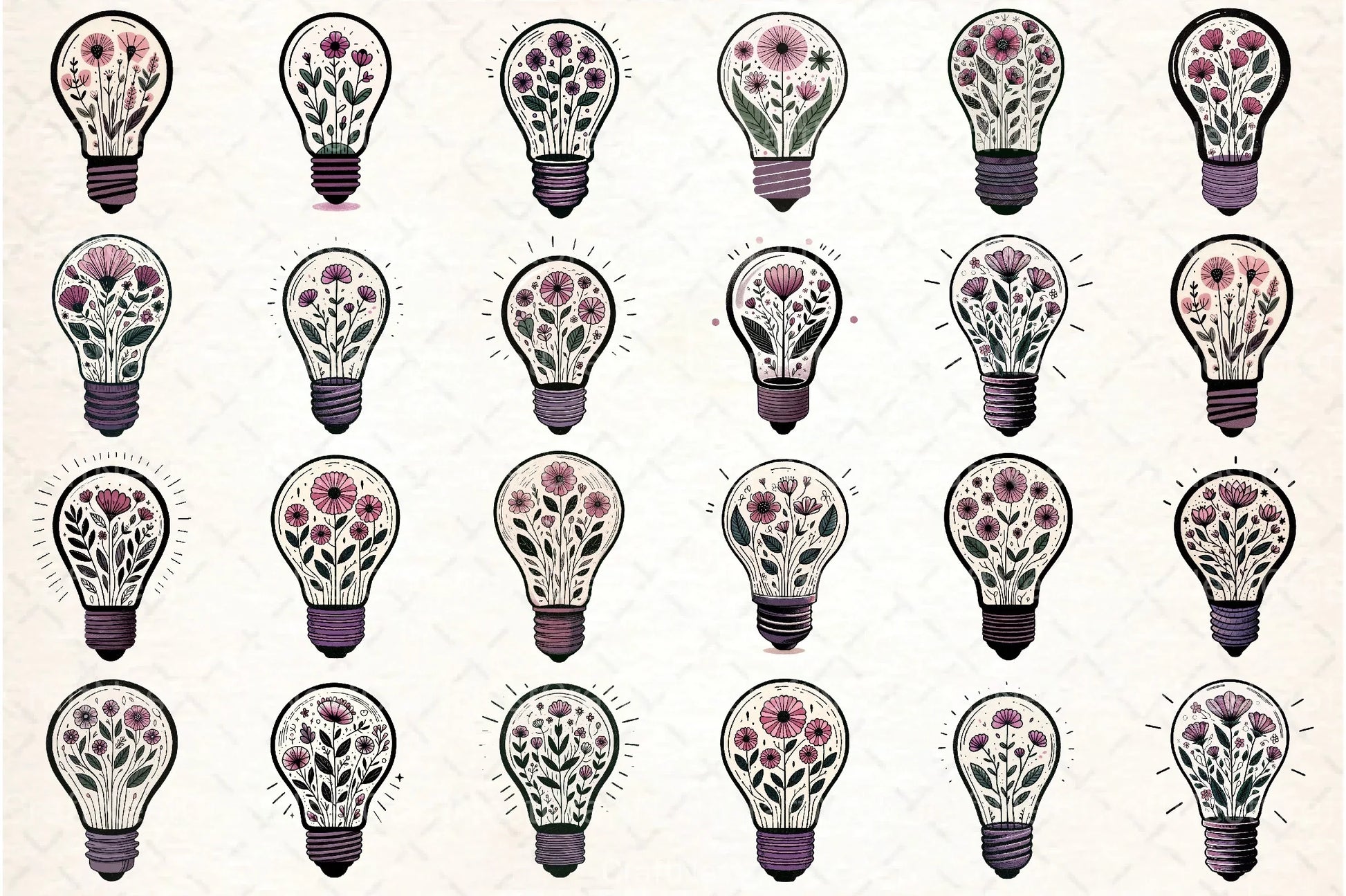 Flower Light Bulb Clipart Bundle - CraftNest - Digital Crafting and Art