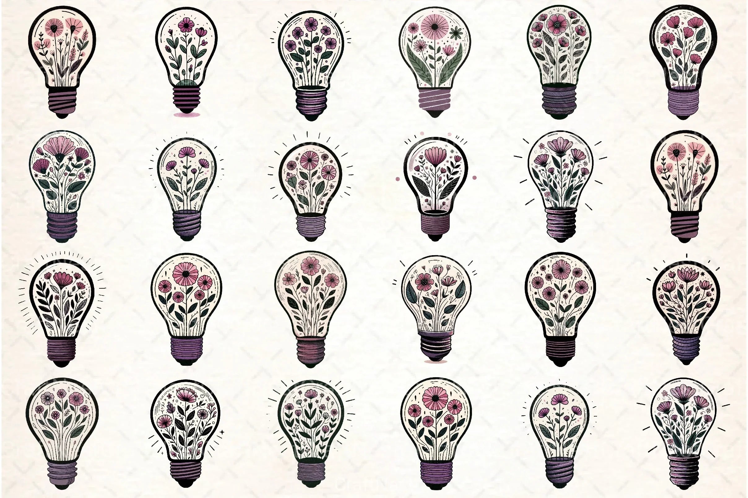 Flower Light Bulb Clipart Bundle - CraftNest - Digital Crafting and Art