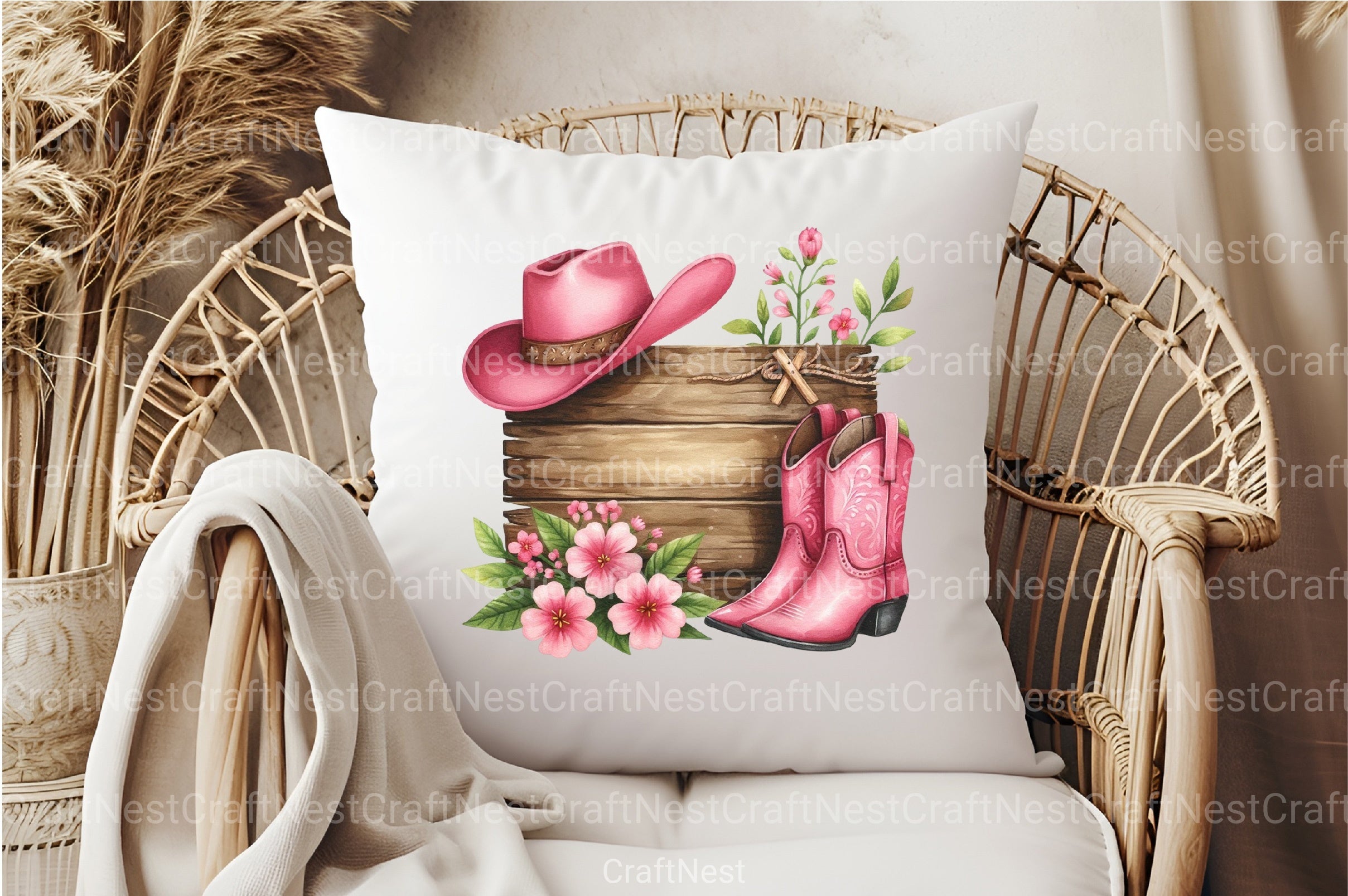 Wooden Sign with Pink Cowboy Hat Clipart Bundle 77 - CraftNest - Digital Crafting and Art