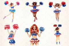 Cheerleader 4th of July Clipart Bundle - CraftNest - Digital Crafting and Art