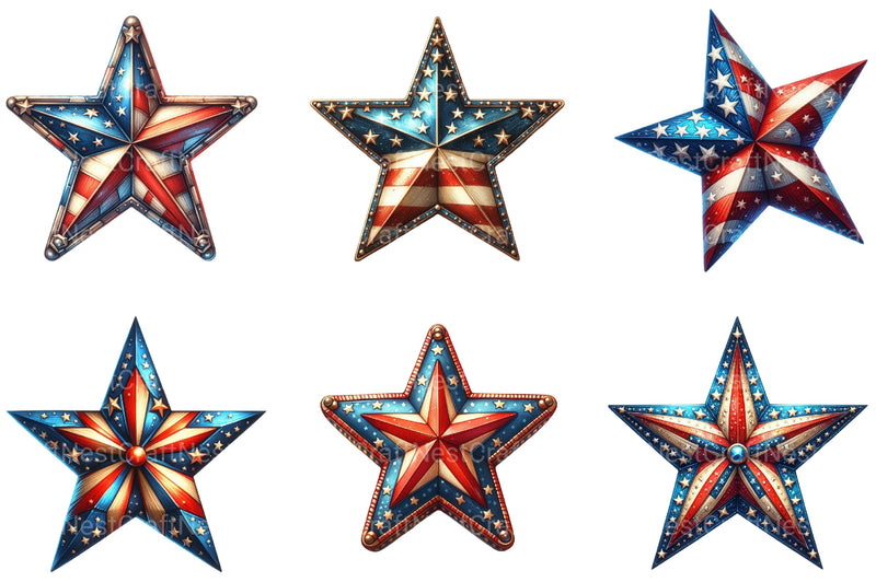 4th Of July Star Clipart Bundle - CraftNest - Digital Crafting and Art