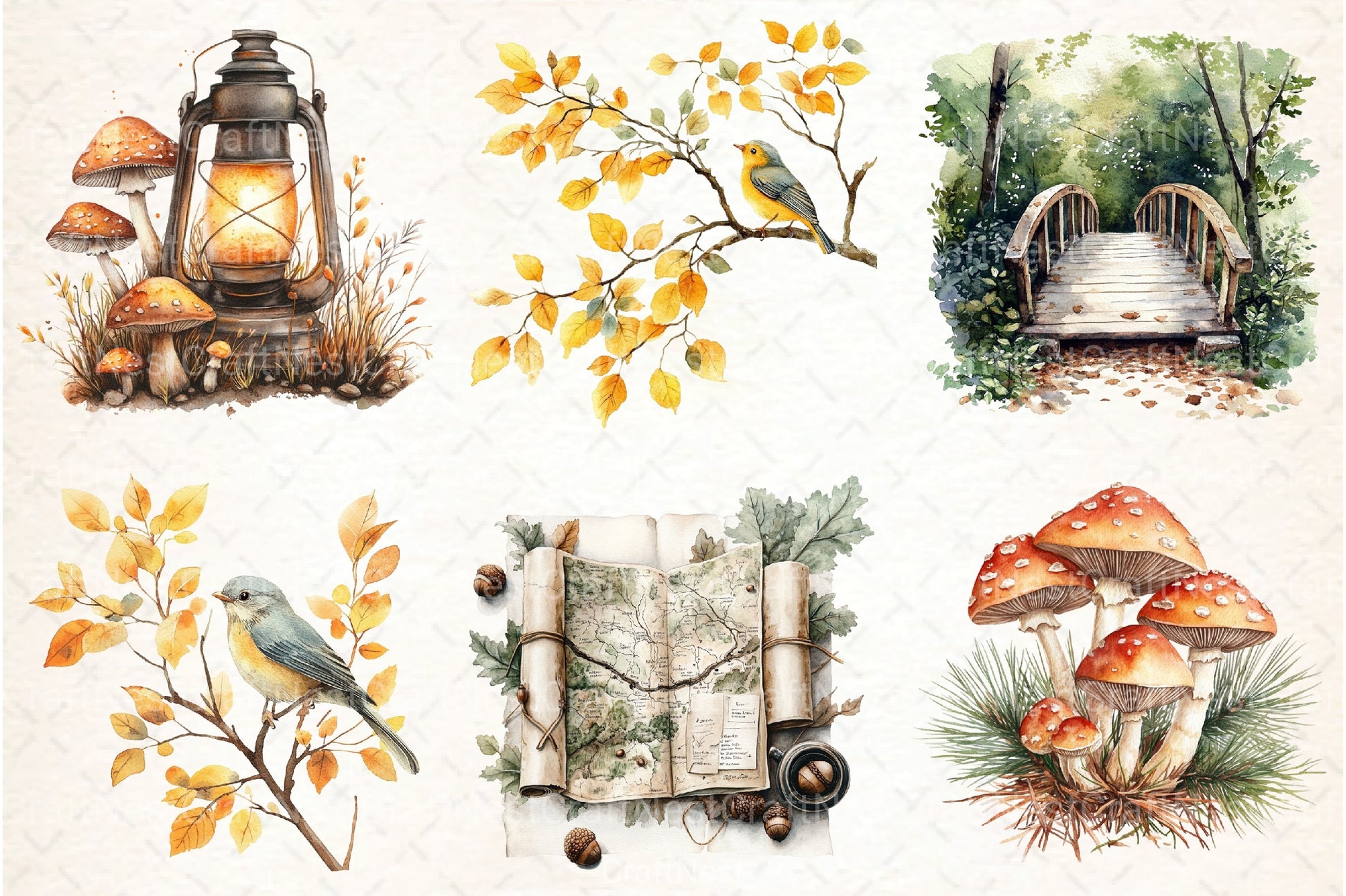 Autumn Nature Walk Clipart Bundle 1 - CraftNest - Digital Crafting and Art