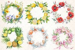 Summer Wreath Clipart Bundle 99 - CraftNest - Digital Crafting and Art