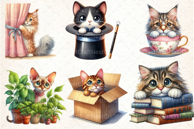 Peeking Cat Breed Clipart Bundle - CraftNest - Digital Crafting and Art