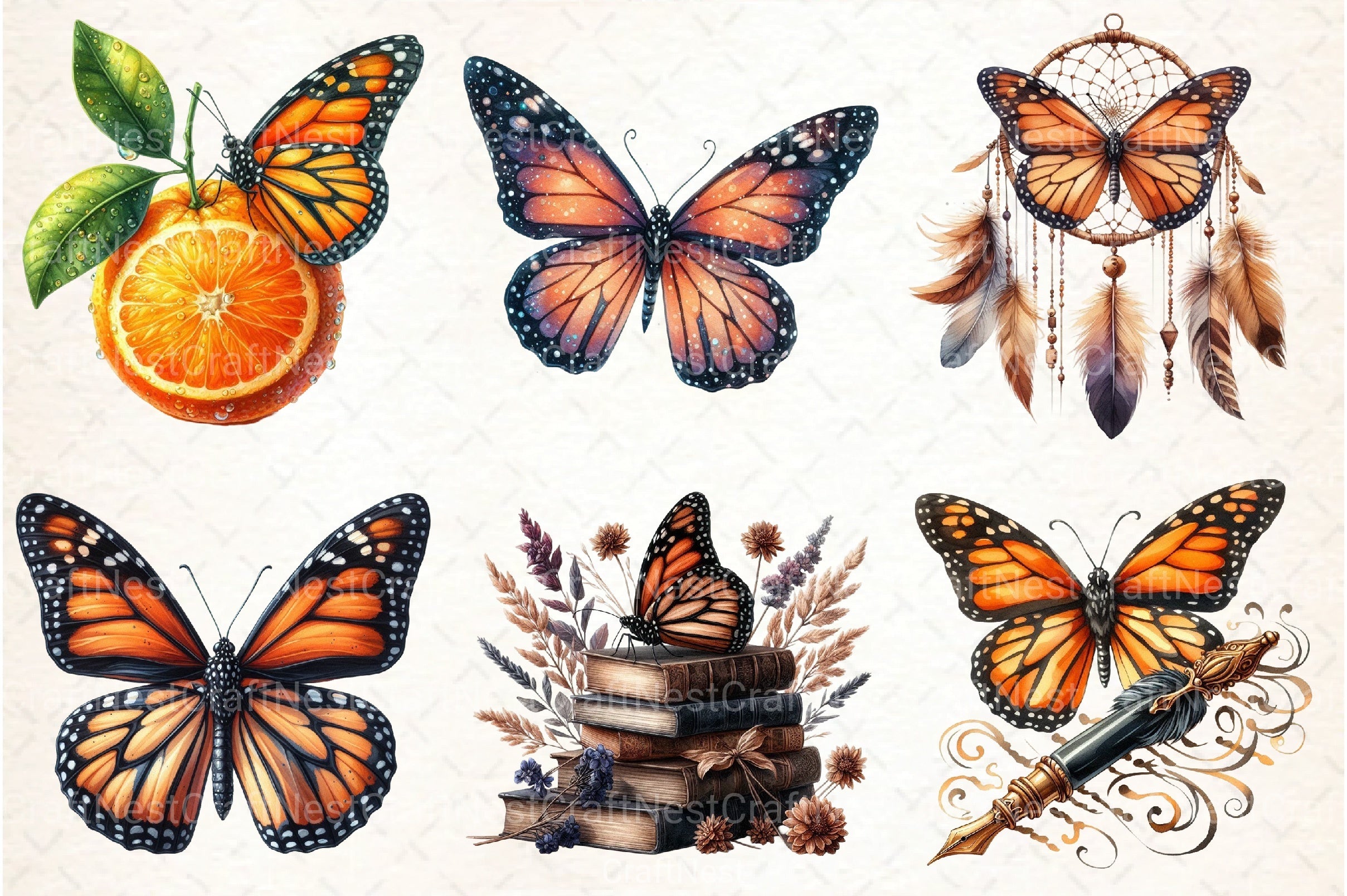 Monarch Butterfly Clipart Bundle 11 - CraftNest - Digital Crafting and Art