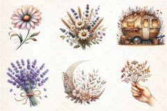 Boho Flower Art Design Clipart Bundle - CraftNest - Digital Crafting and Art