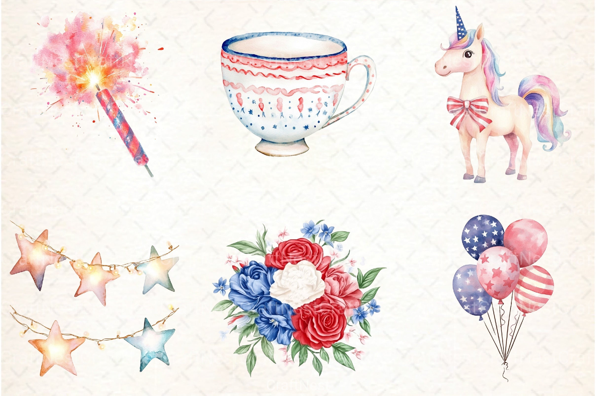 Pastel 4th of July Clipart Bundle - CraftNest - Digital Crafting and Art