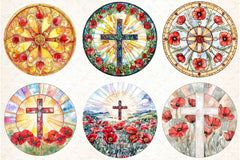 Poppy & Cross Faux Stained Glass Clipart Bundle 13 - CraftNest - Digital Crafting and Art