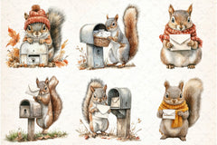 Autumn Squirrel with Mailbox Clipart Bundle 4 - CraftNest - Digital Crafting and Art