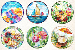 Stained Glass Summer Clipart Bundle - CraftNest - Digital Crafting and Art