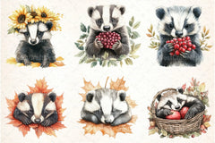 Autumn Badger Clipart Bundle - CraftNest - Digital Crafting and Art