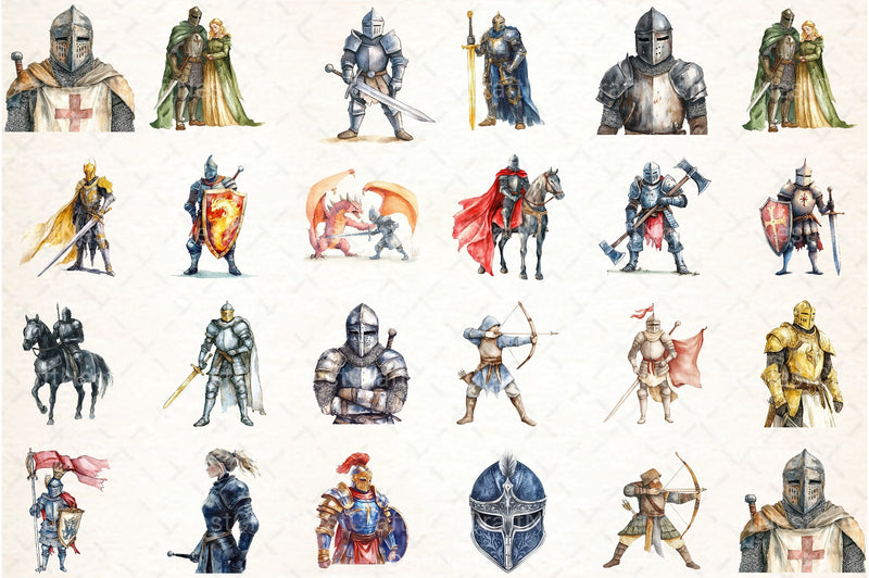 Medieval Knight Clipart Bundle - CraftNest - Digital Crafting and Art