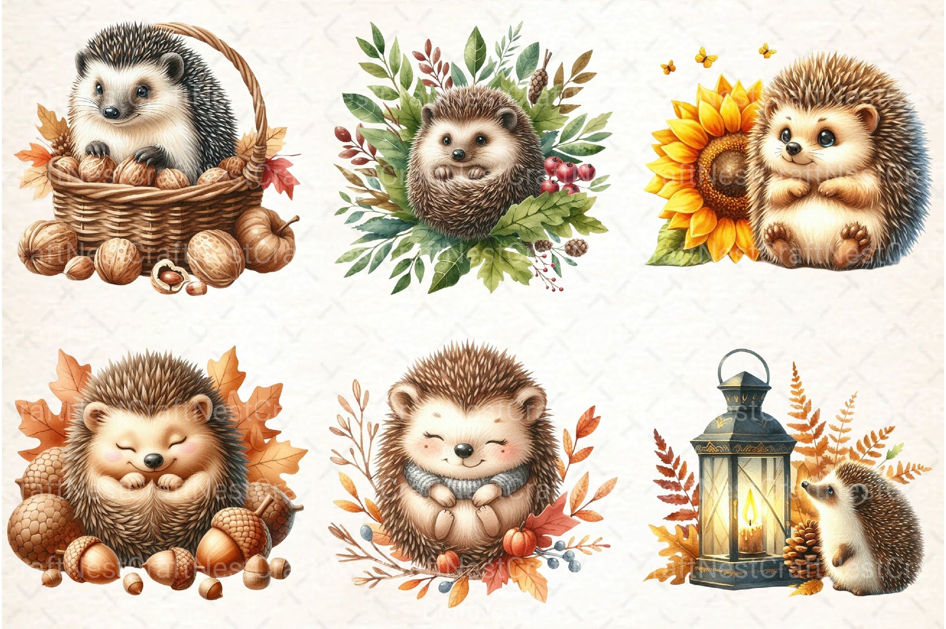 Autumn Hedgehog Clipart Bundle - CraftNest - Digital Crafting and Art