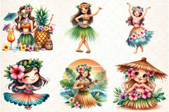 Summer Hula Girl Clipart Bundle - CraftNest - Digital Crafting and Art