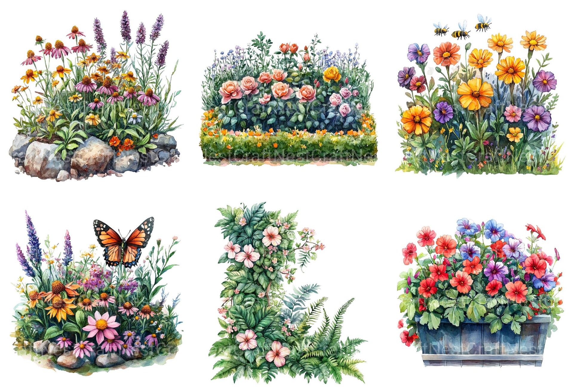 Garden Flower Bed Clipart Bundle - CraftNest - Digital Crafting and Art