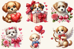 Valentine Puppy Dogs Clipart Bundle - CraftNest - Digital Crafting and Art