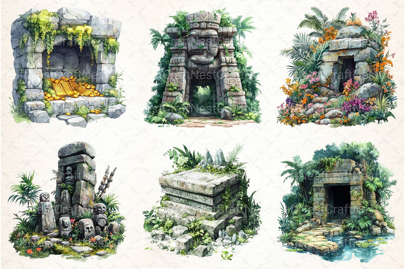 Jungle Tomb Clipart Bundle - CraftNest - Digital Crafting and Art