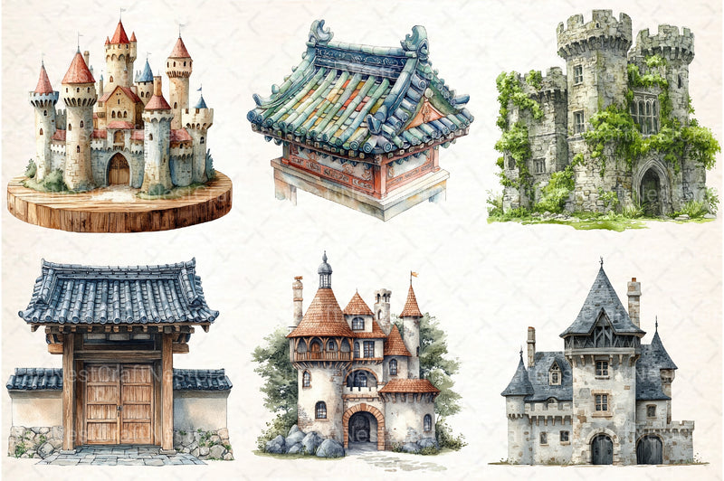 Japanese Castles Clipart Bundle - CraftNest - Digital Crafting and Art