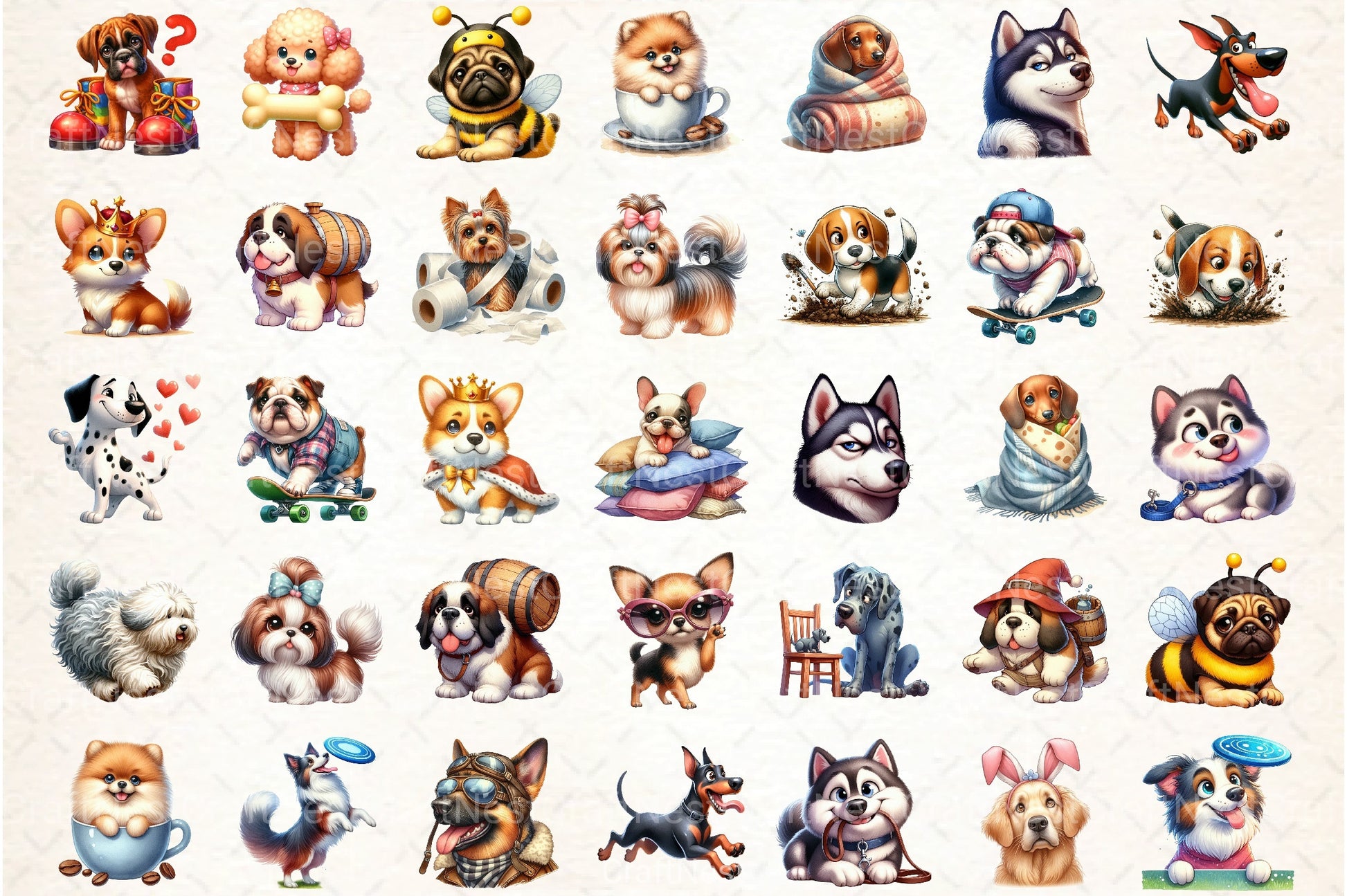 Cute & Funny Dog Breeds Clipart Bundle - CraftNest - Digital Crafting and Art