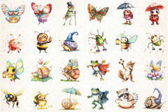 Quirky Whimsical Insects & Animals Clipart Bundle 99 - CraftNest - Digital Crafting and Art