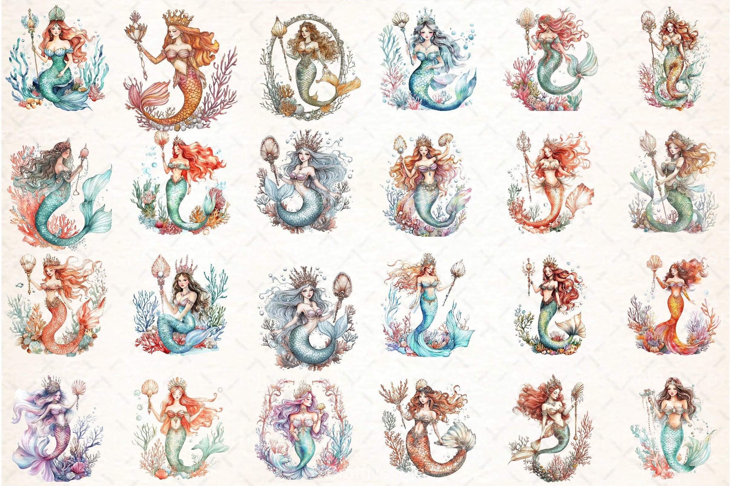 Mermaid Clipart Bundle 55 - CraftNest - Digital Crafting and Art
