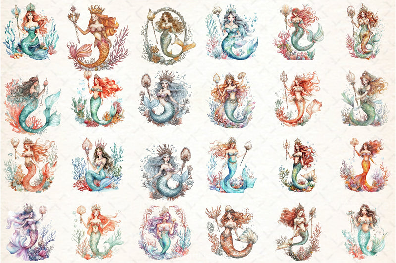Mermaid Clipart Bundle 55 - CraftNest - Digital Crafting and Art