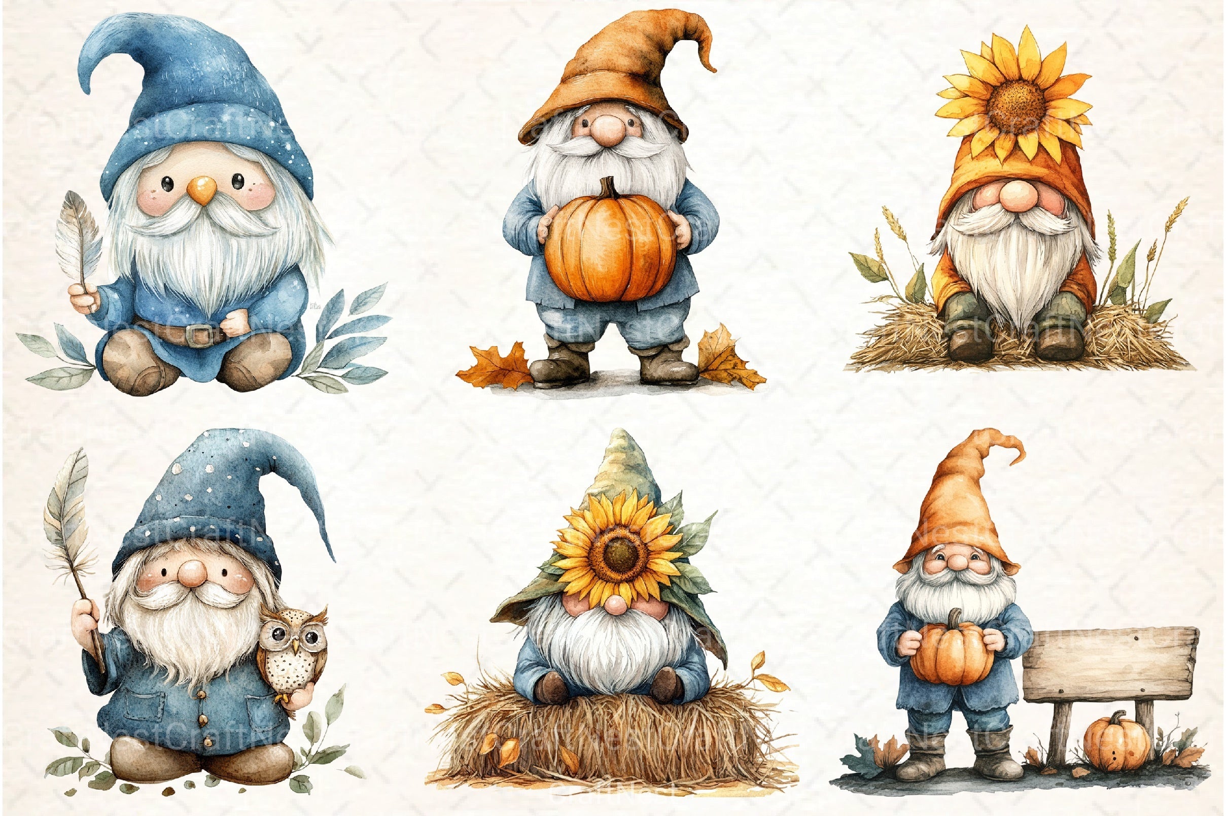 Autumn Gnomes Clipart Bundle 1 - CraftNest - Digital Crafting and Art