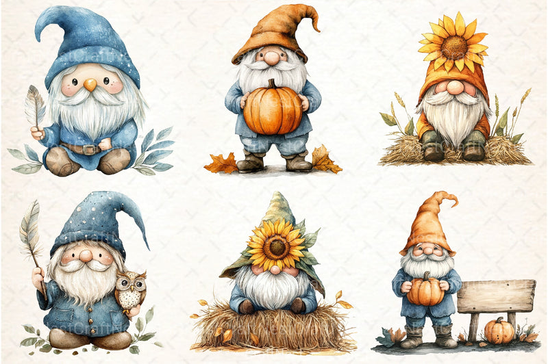 Autumn Gnomes Clipart Bundle 1 - CraftNest - Digital Crafting and Art