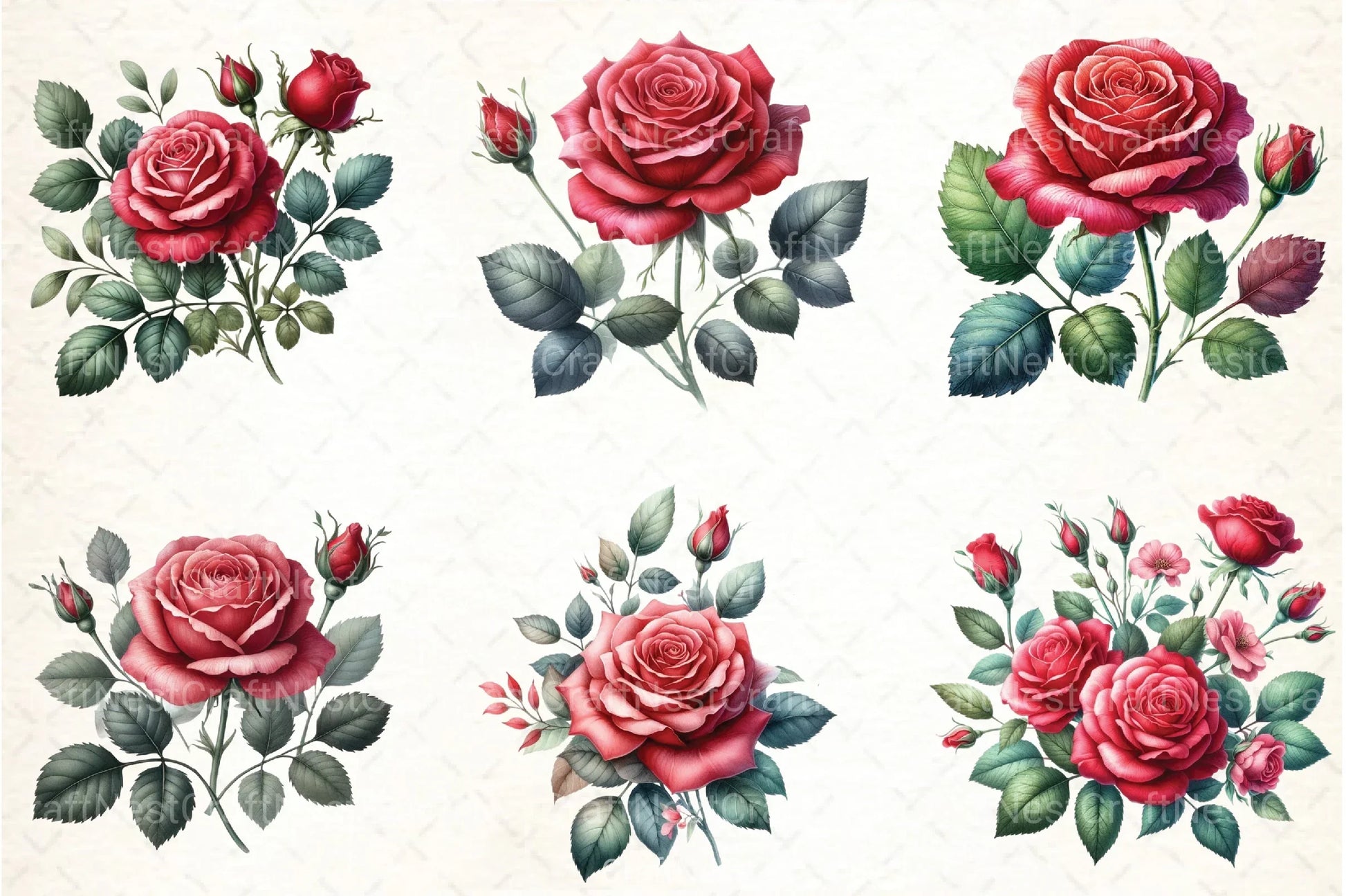 Red Roses Clipart Bundle - CraftNest - Digital Crafting and Art