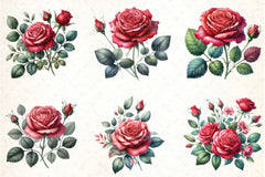 Red Roses Clipart Bundle - CraftNest - Digital Crafting and Art