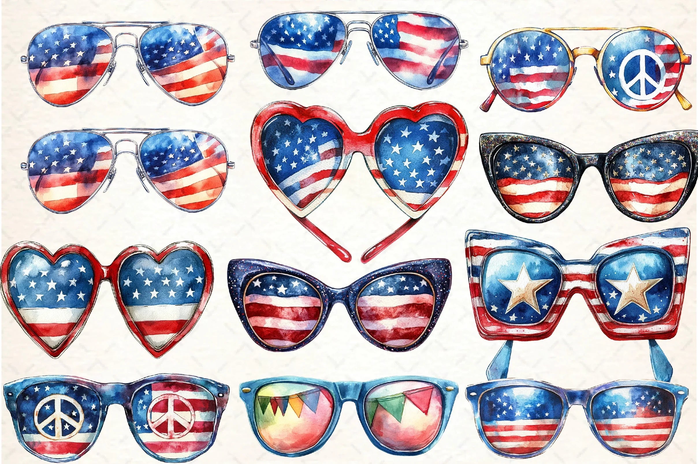 Patriotic 4th of July Sunglasses Clipart Bundle - CraftNest - Digital Crafting and Art