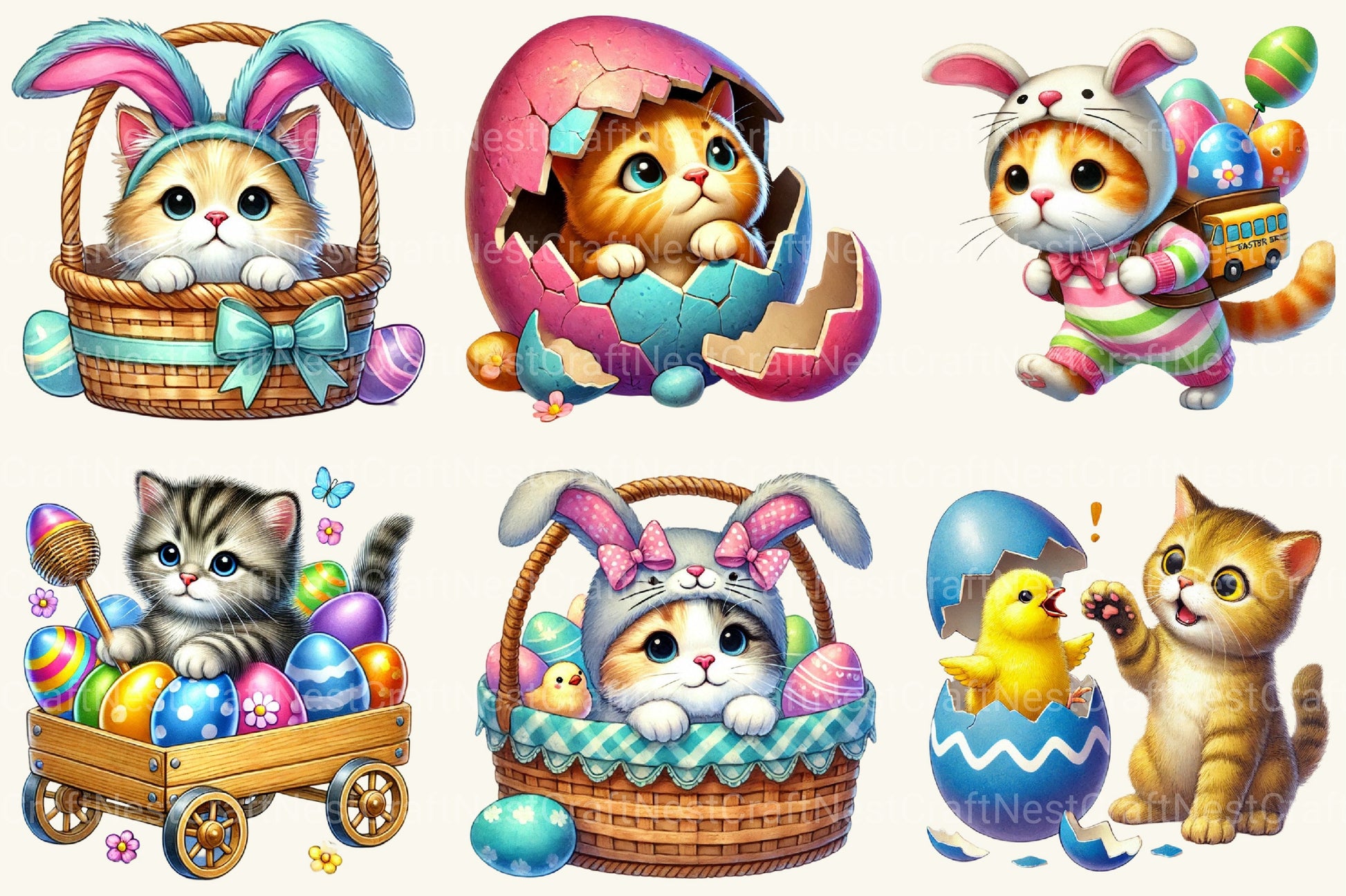 Funny Easter Cats Clipart Bundle - CraftNest - Digital Crafting and Art
