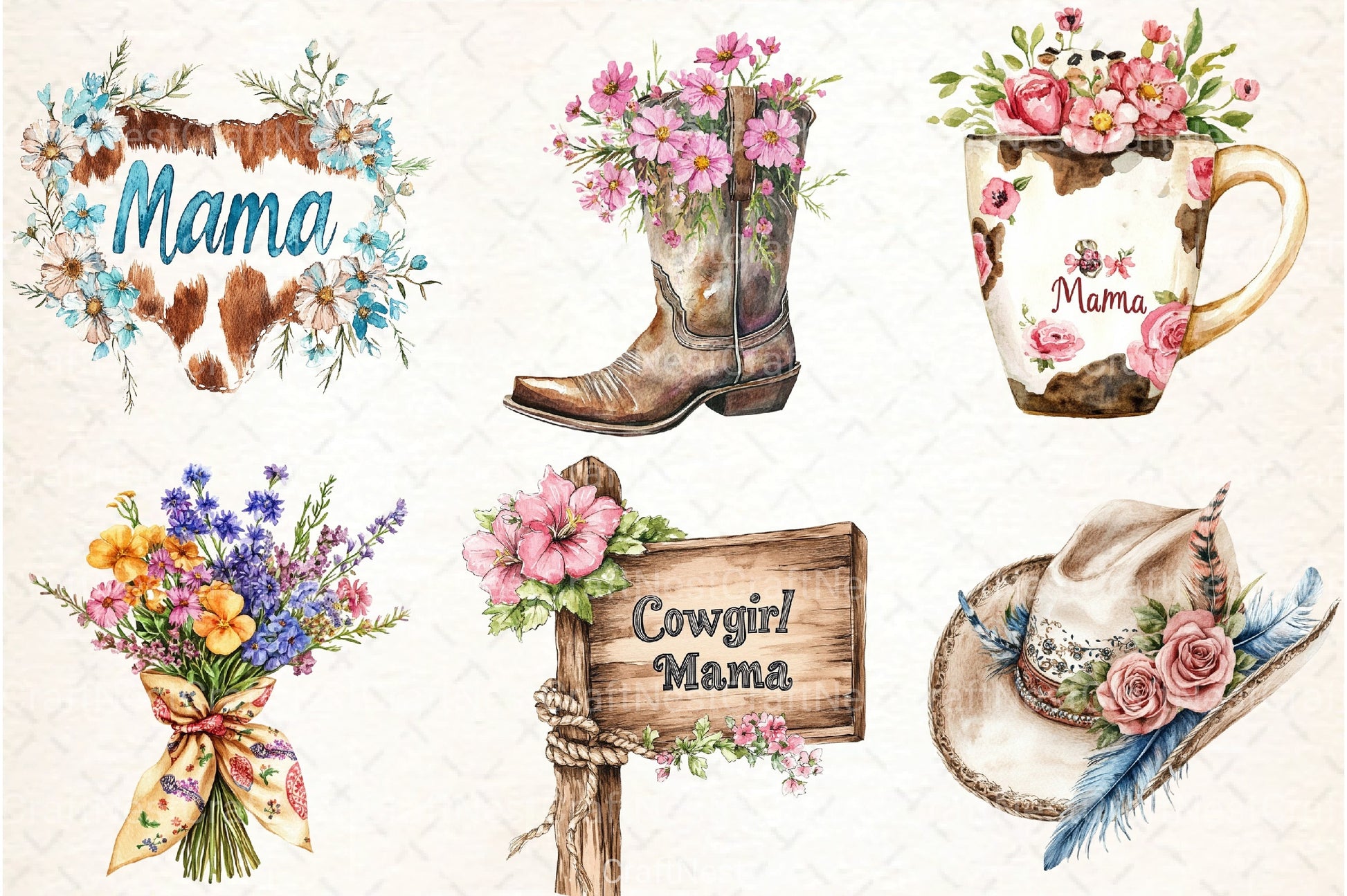 Western Mother's Day Cowgirl Clipart Bundle 99 - CraftNest - Digital Crafting and Art