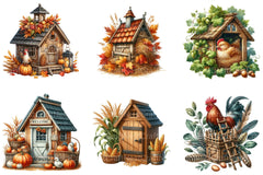 Autumn Chicken Coop Clipart - CraftNest - Digital Crafting and Art