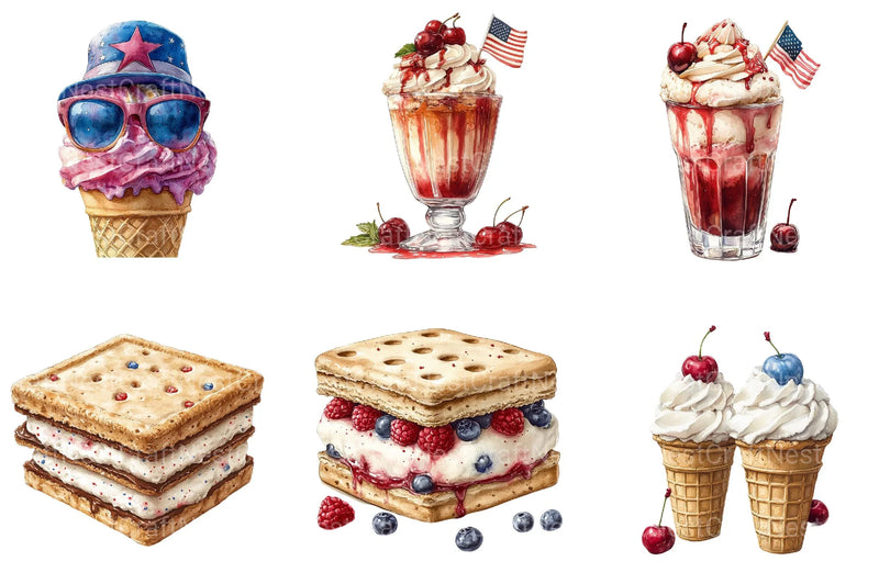 4th of July Ice Cream Clipart - CraftNest - Digital Crafting and Art