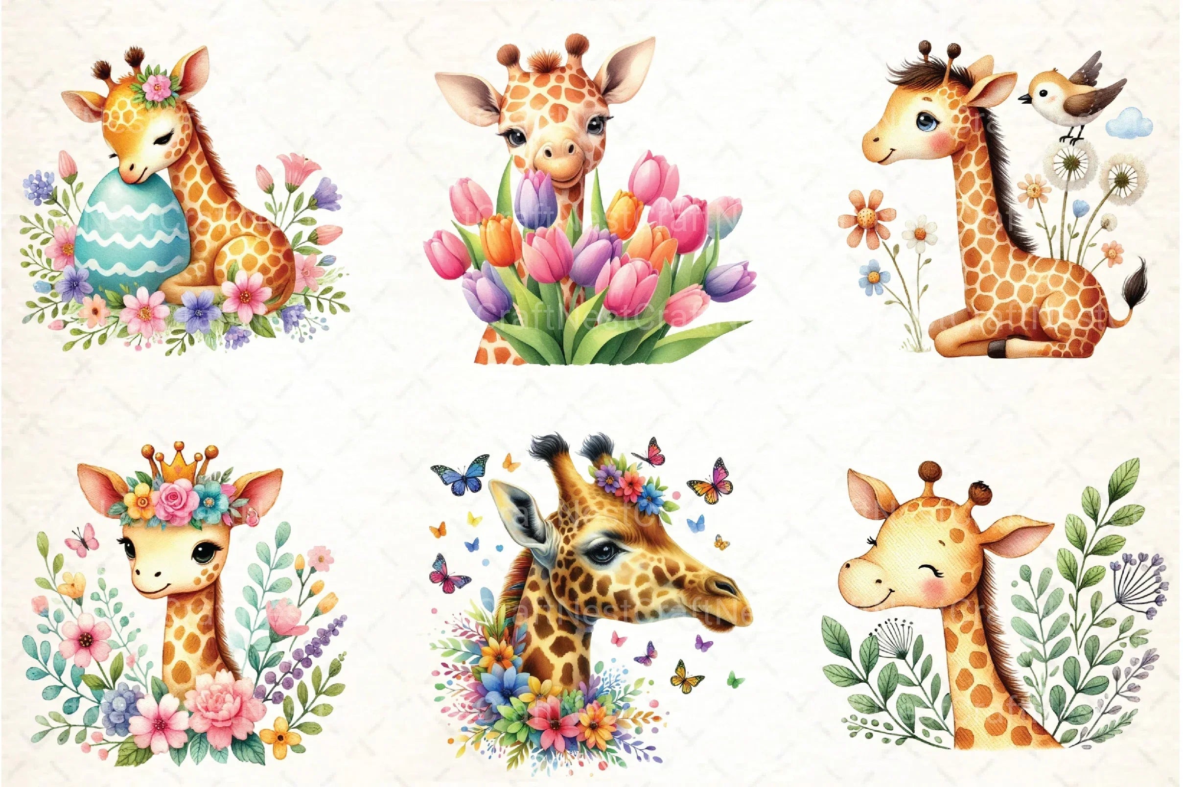 Giraffe Spring Clipart Bundle 1 - CraftNest - Digital Crafting and Art