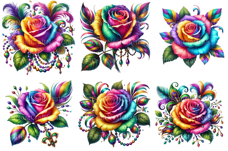 Mardi Gras Rose Clipart Bundle - CraftNest - Digital Crafting and Art