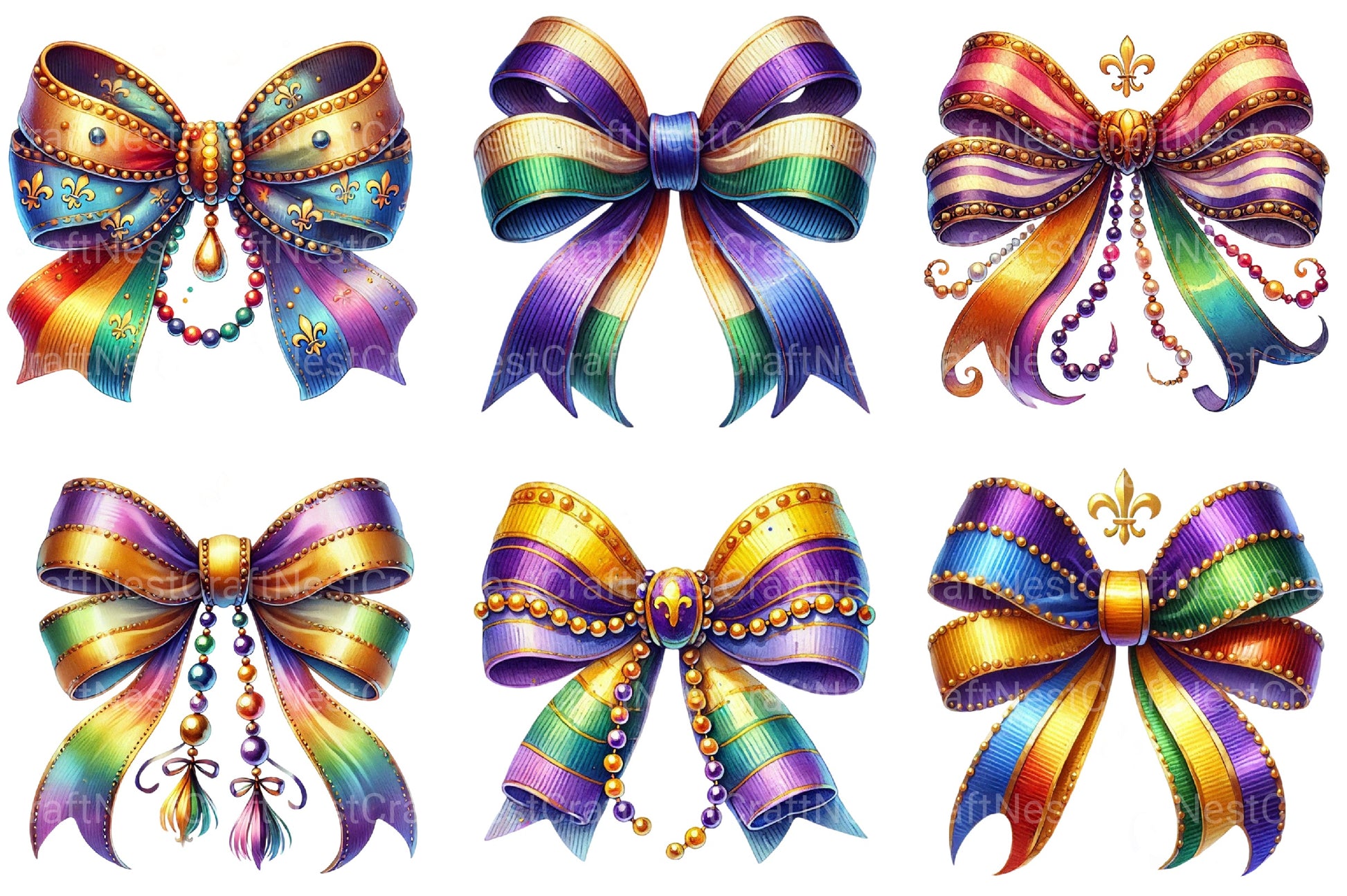 Mardi Gras Coquette Bow Clipart Bundle - CraftNest - Digital Crafting and Art