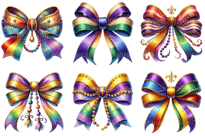 Mardi Gras Coquette Bow Clipart Bundle - CraftNest - Digital Crafting and Art