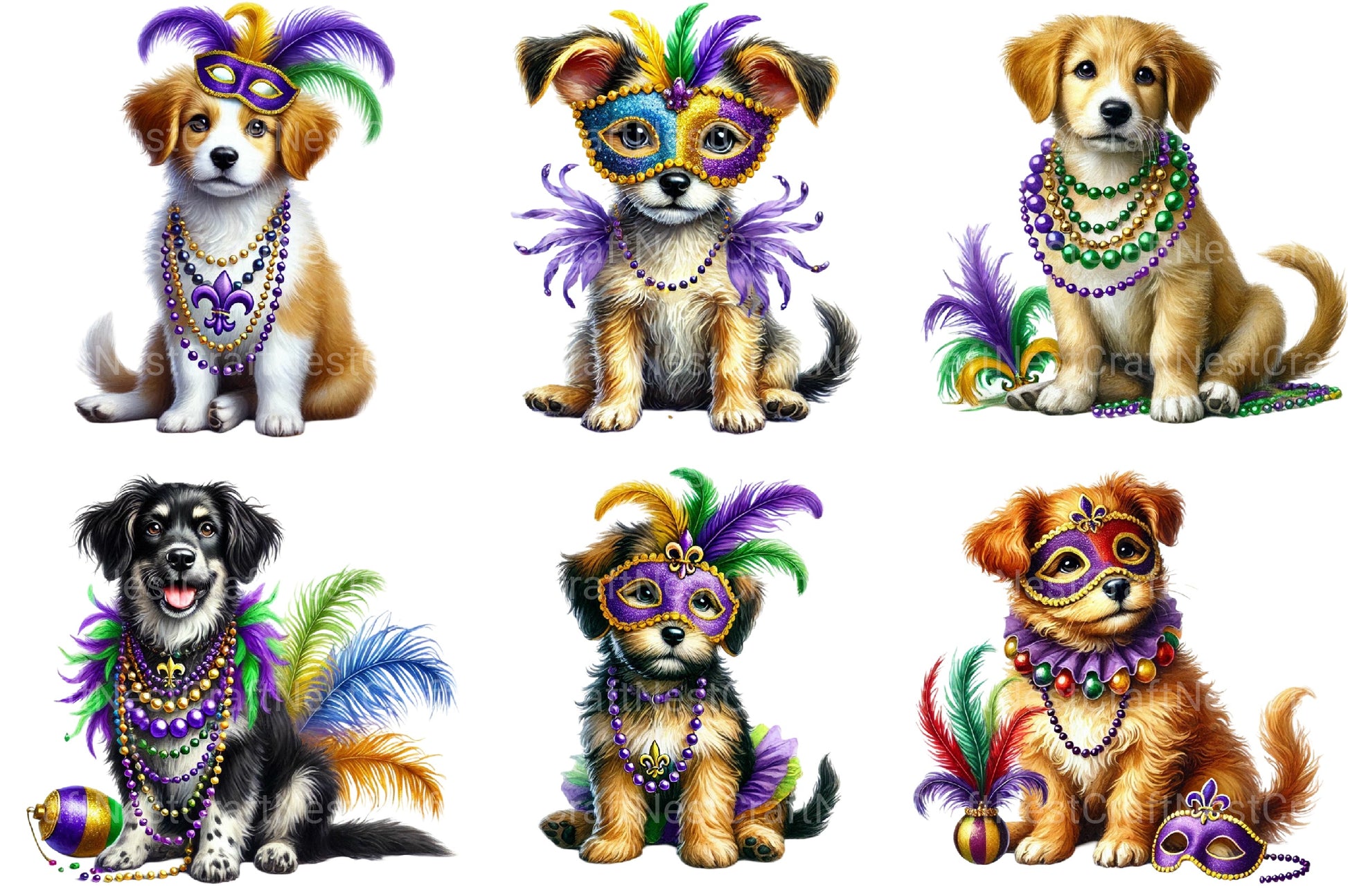 Mardi Gras Dog Clipart Bundle - CraftNest - Digital Crafting and Art